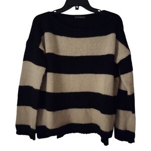 Brandy Melville black and cream striped wool blend sweater one size fits All
